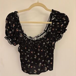 Urban Outfitters Black Floral Blouse